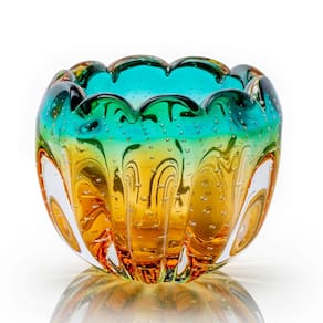 Vaso Em Cristal Murano Esmeralda E Âmbar São Marcos