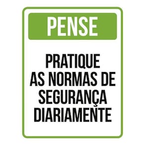 Kit 5 Placas Pense Pratique Normas Segurança Verde 36X46