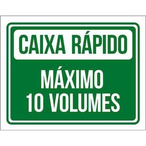 Kit 5 Placas Verde Caixa Rápido Máximo 10 Volumes 36X46