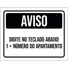 Kit 5 Placas Aviso Digita Teclado Abaixo Número Apto 36X46