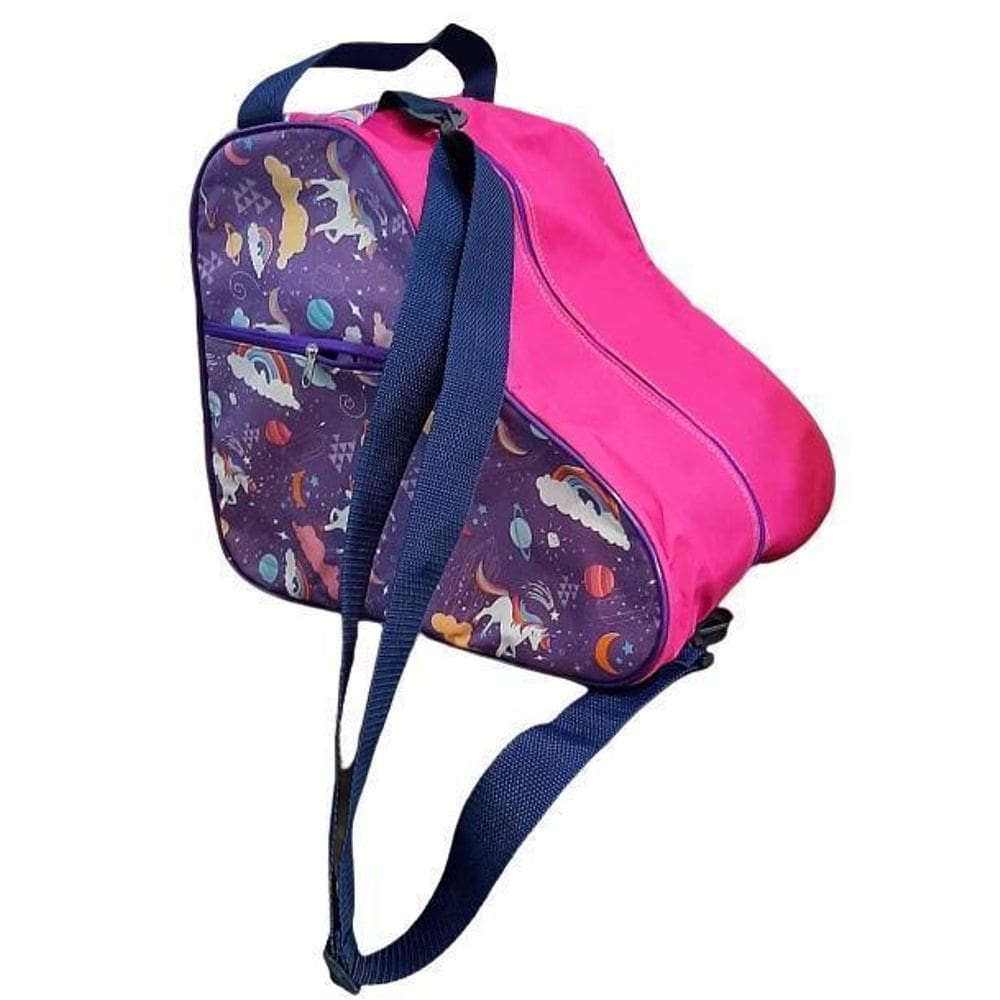 Bolsa Mochila Unicórnio Detalhe Rosa Pink Patins Quad Inline