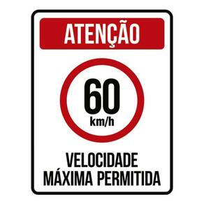 Kit 5 Placas Velocidade Máxima 60Km Máximo 36X46