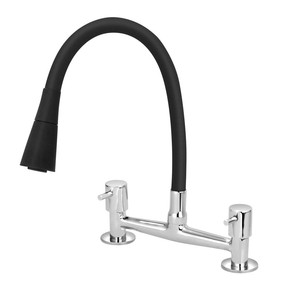 Torneira Cozinha Misturador Gourmet Preto Flexível Cone Mesa