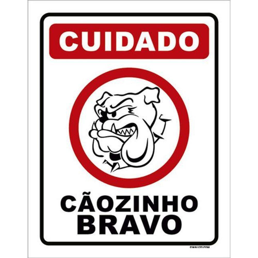 Kit 5 Placas Cuidado Cãozinho Bravo Desenho 36X46