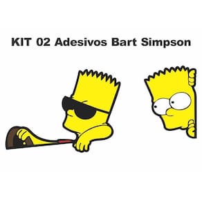 Kit 2 Adesivos Bart Simpson Dirigindo Carona Carro Caminhao