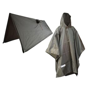 Poncho Capa De Chuva Azteq Kocan Verde Com Capuz