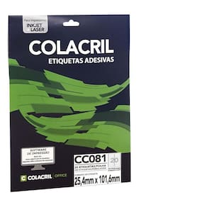 Etiqueta Carta 25,4Mm X 101,6 Mm 25 Folhas Cc281 Colacril