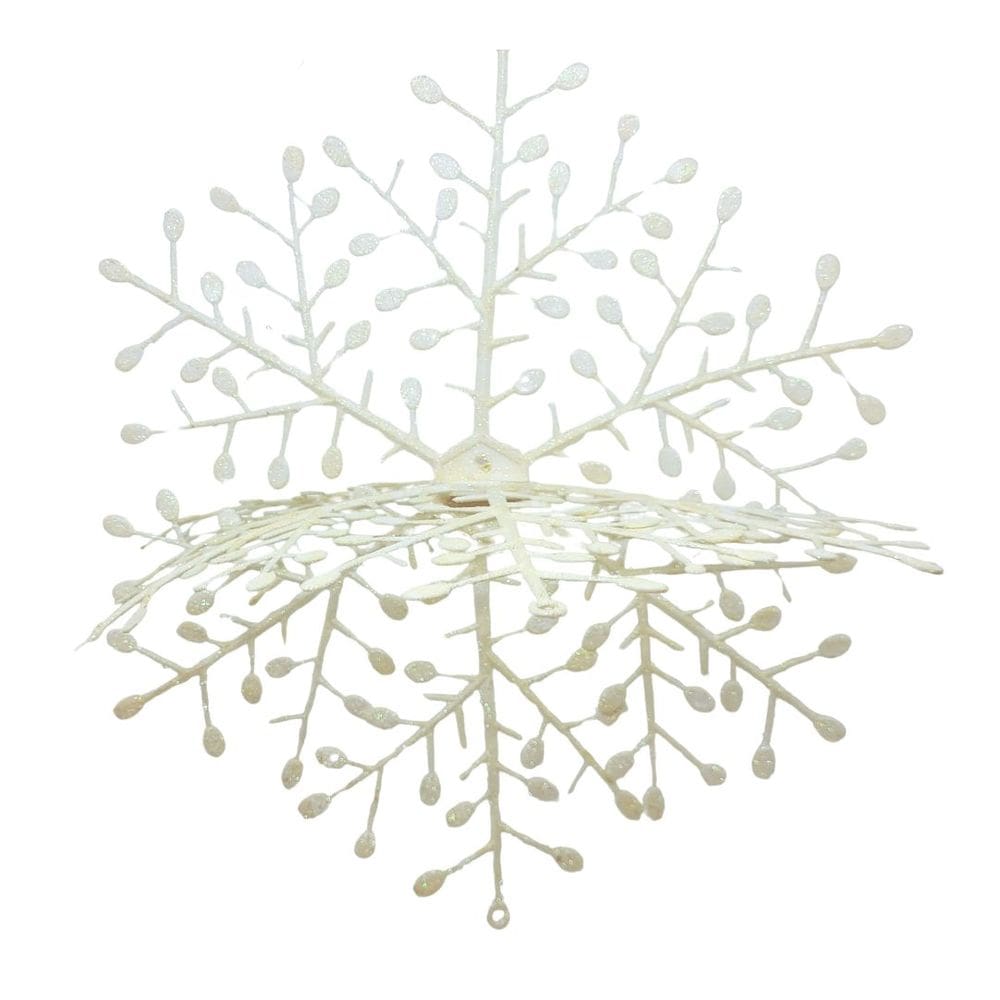 Floco de Neve Decorativo 3D Glitter Brilho Branco 30x30cm - Nataluz