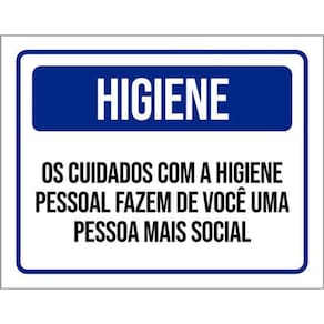 Kit 3 Placas Sinalização - Higiene Cuidados Higiene Pessoal
