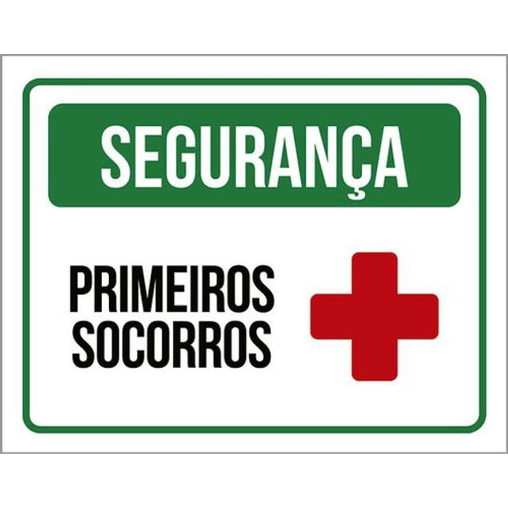 Kit 3 Placas Sinalização - Segurança Primeiros Socorros Cruz