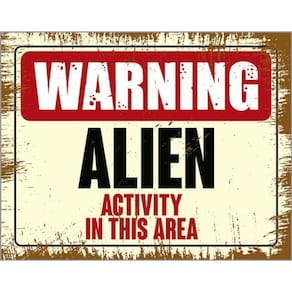 Kit 5 Placas Warning Alien Activity In This Area 36X46