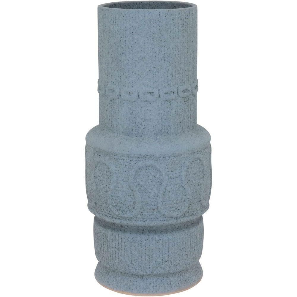 Vaso Decorativo Enfeite Casa Cerâmica 34x16x16cm Cinza