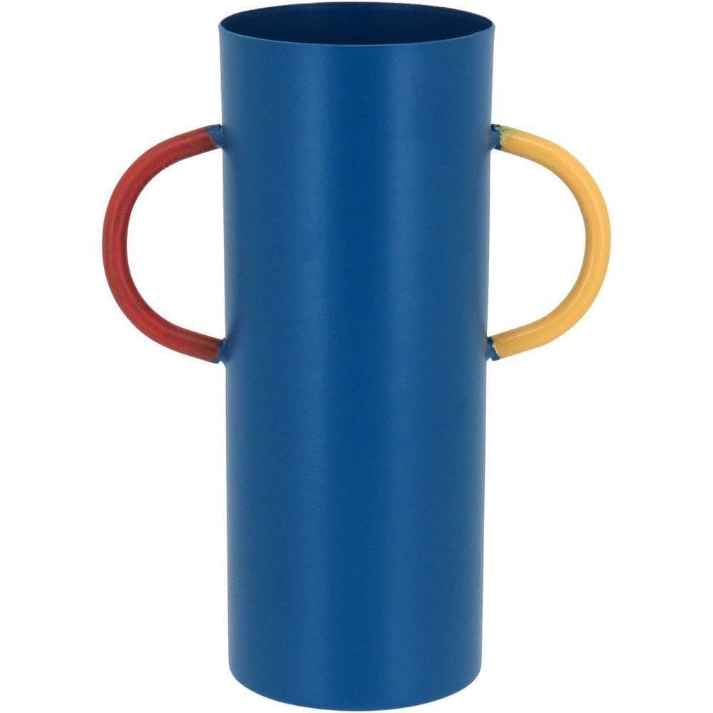 Vaso Decorativo Enfeite Casa Metal 15x11x11cm Azul