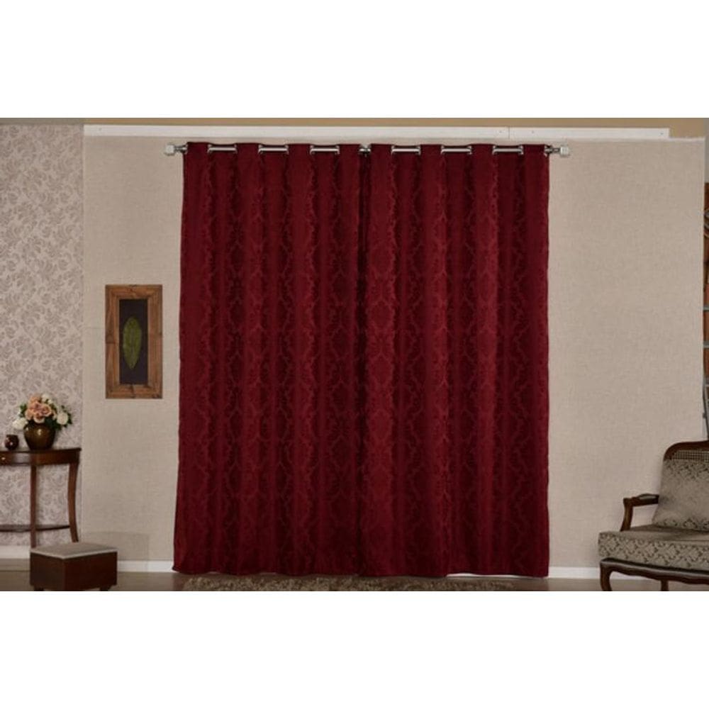 Cortina Jacquard Em Tecido Semi Blackout 4,00X2,50 Bordo