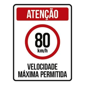 Kit 5 Placas Velocidade Máxima 80Km Máximo 36X46