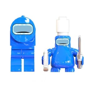 Boneco Minifigure Blocos De Montar Among Us Blue
