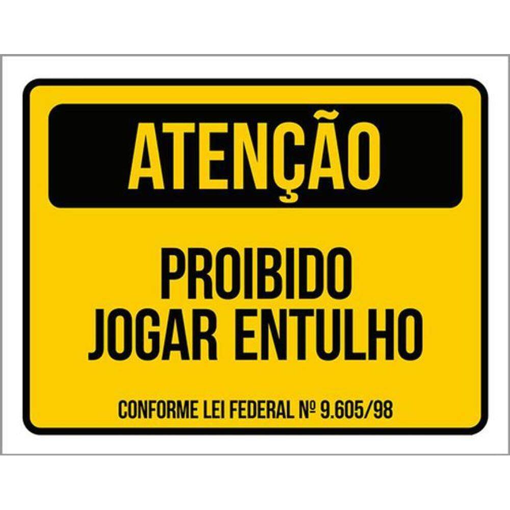 Kit 5 Placas Atenção Proibido Jogar Entulho 36X46
