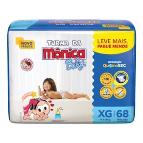 Fralda Descartável Turma Da Mônica Baby Xg Com 68 Un