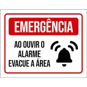 Kit 3 Placas Sinalização - Emergência Ouvir Alarme Evacue