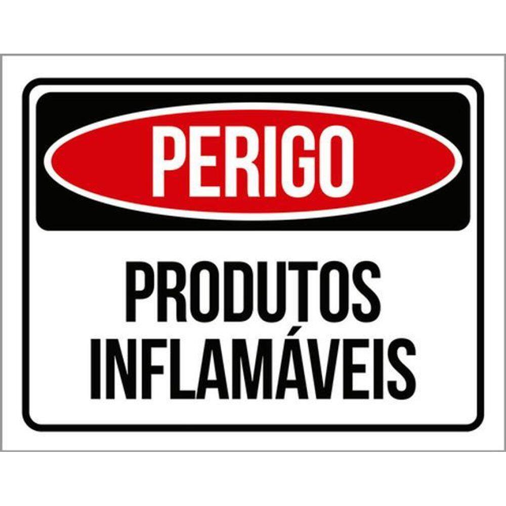 Kit 3 Placas Perigo Produtos Inflamáveis