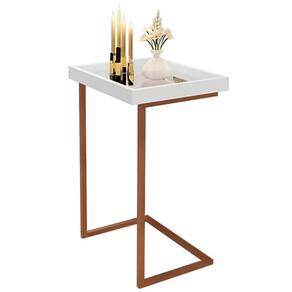 Mesa de Apoio Tutti Bronze com Espelho JB Bechara Cor Branco