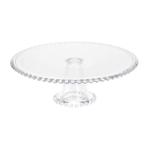 Prato de Bolo em Cristal 31cm com Pé Transparente Wolff