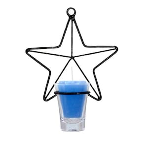 Estrela P 16 cm Parede Porta Vela Azul Arandela Decorativa