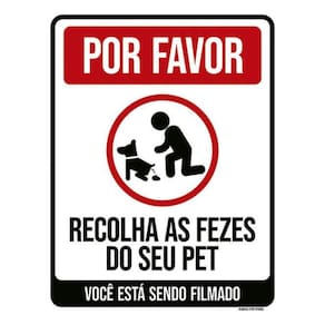 Kit 5 Placas Recolha As Fezes Do Seu Pet Filmado 36X46