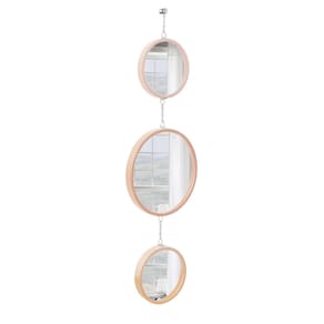 Espelho Decorativo Triplo Rosa Alça Corrente 20 Cm 30 Cm 20