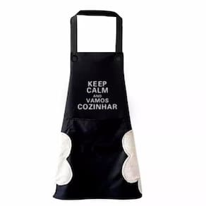 Avental De Cozinha Com Seca Mãos E Bolso Uniforme Preto
