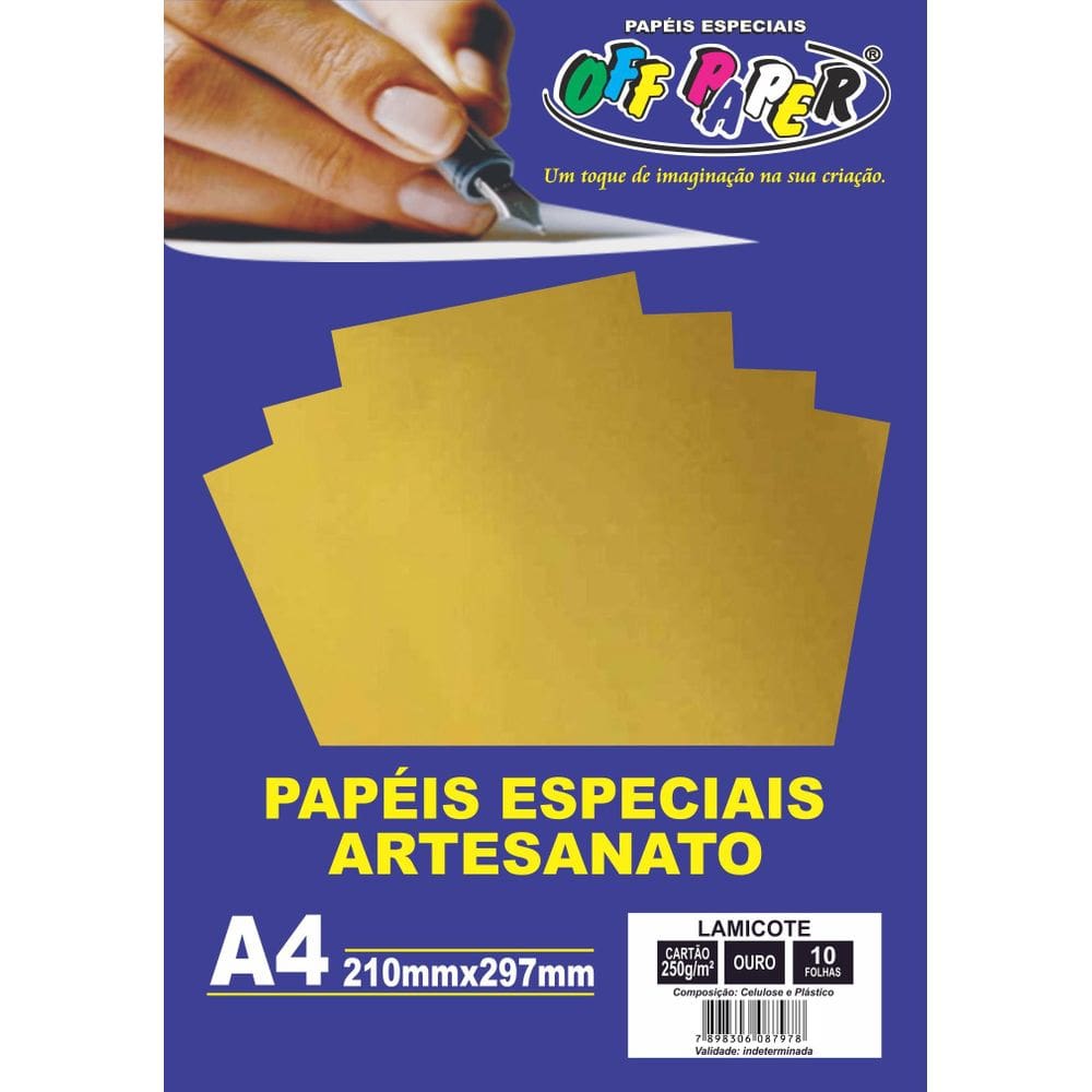 Papel A4 Lamicote Ouro 250G/M Com 10 Folhas