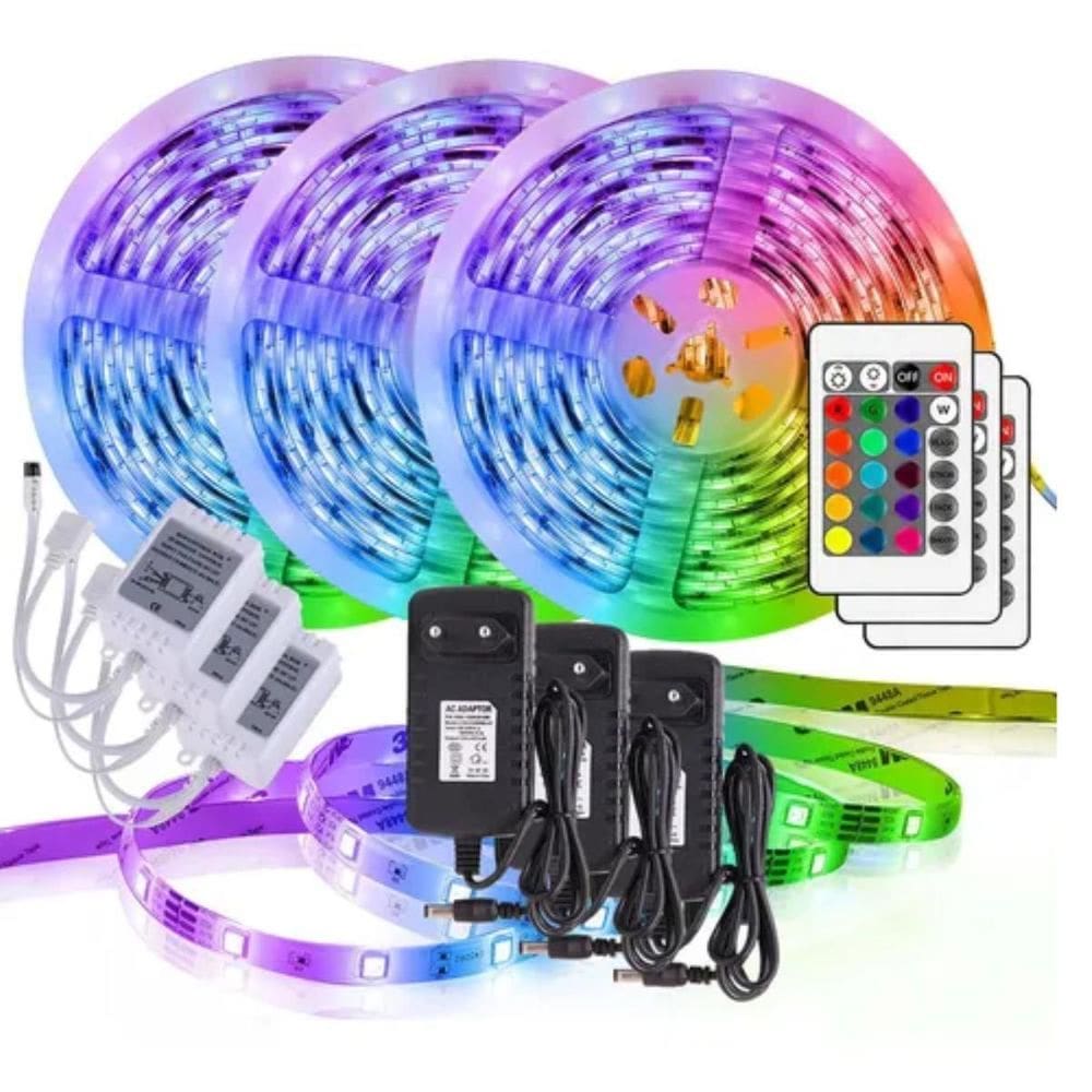 15M Fita Led Colorida 5050 Rgb 16 Cores + Fonte + Controle