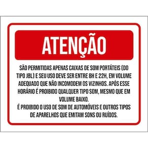 Kit 3 Placas Sinalização - Permitido Caixas Som Portáteis