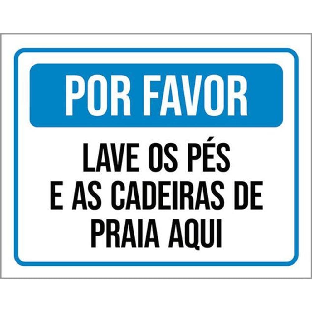 Kit 3 Placas Sinalização - Lave Pés Cadeiras Praia Aqui