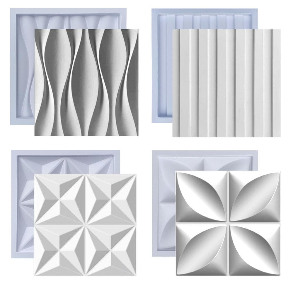 Kit 4 Formas Molde Para Gesso 3D E Cimento Abs