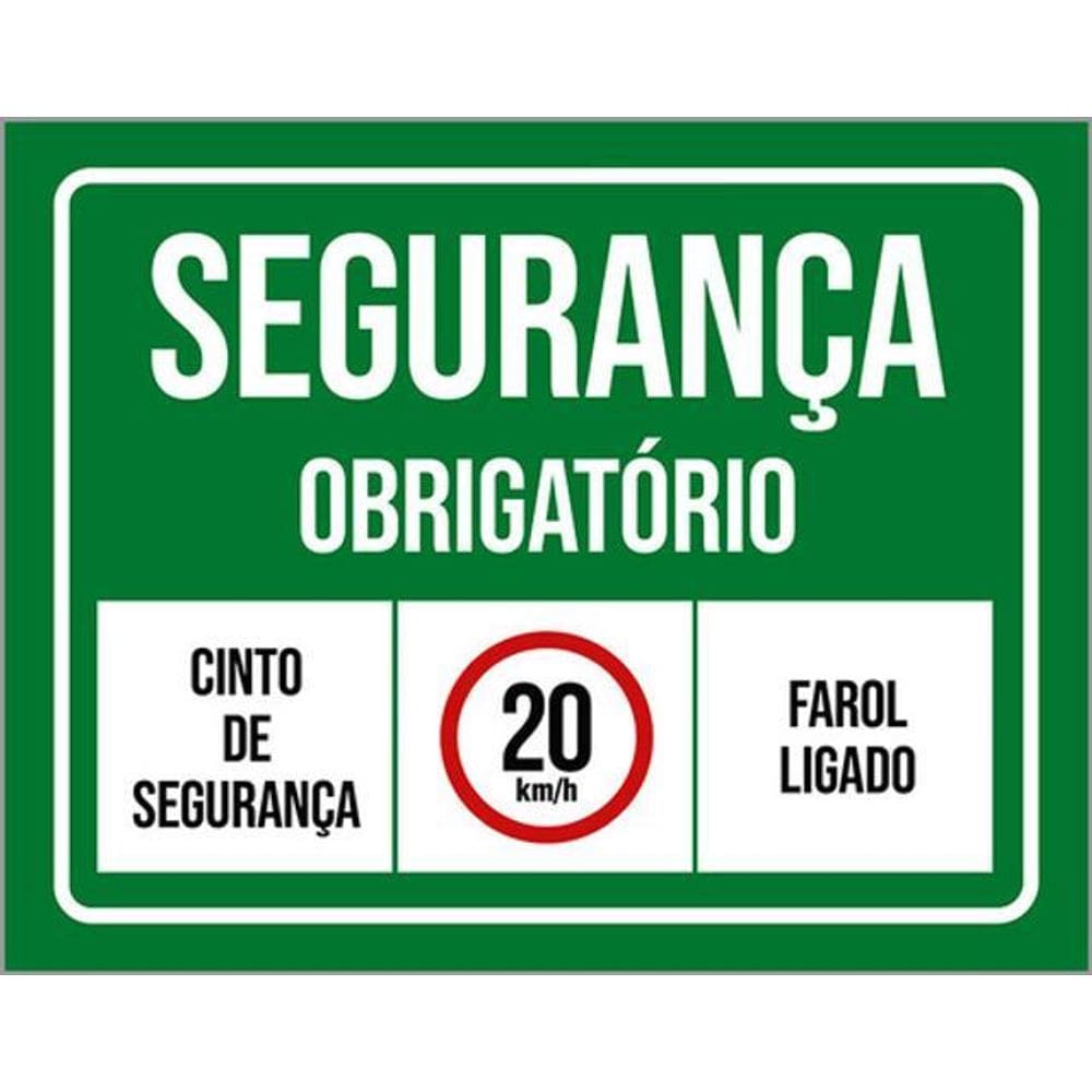 Kit 3 Placas Segurança Obrigatório Cinto De Segurança Farol