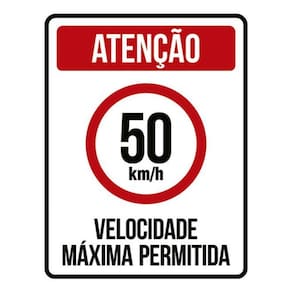 Kit 3 Placas Sinalização - Velocidade Máxima 50Km Máximo