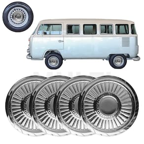 Jogo 4 Calotas Pastelzinho Vw Kombi Cromado Roda 4 Furos