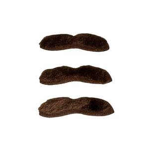 Kit 3 Un Bigode Falso Adesivo Castanho De Pelucia Fantasia