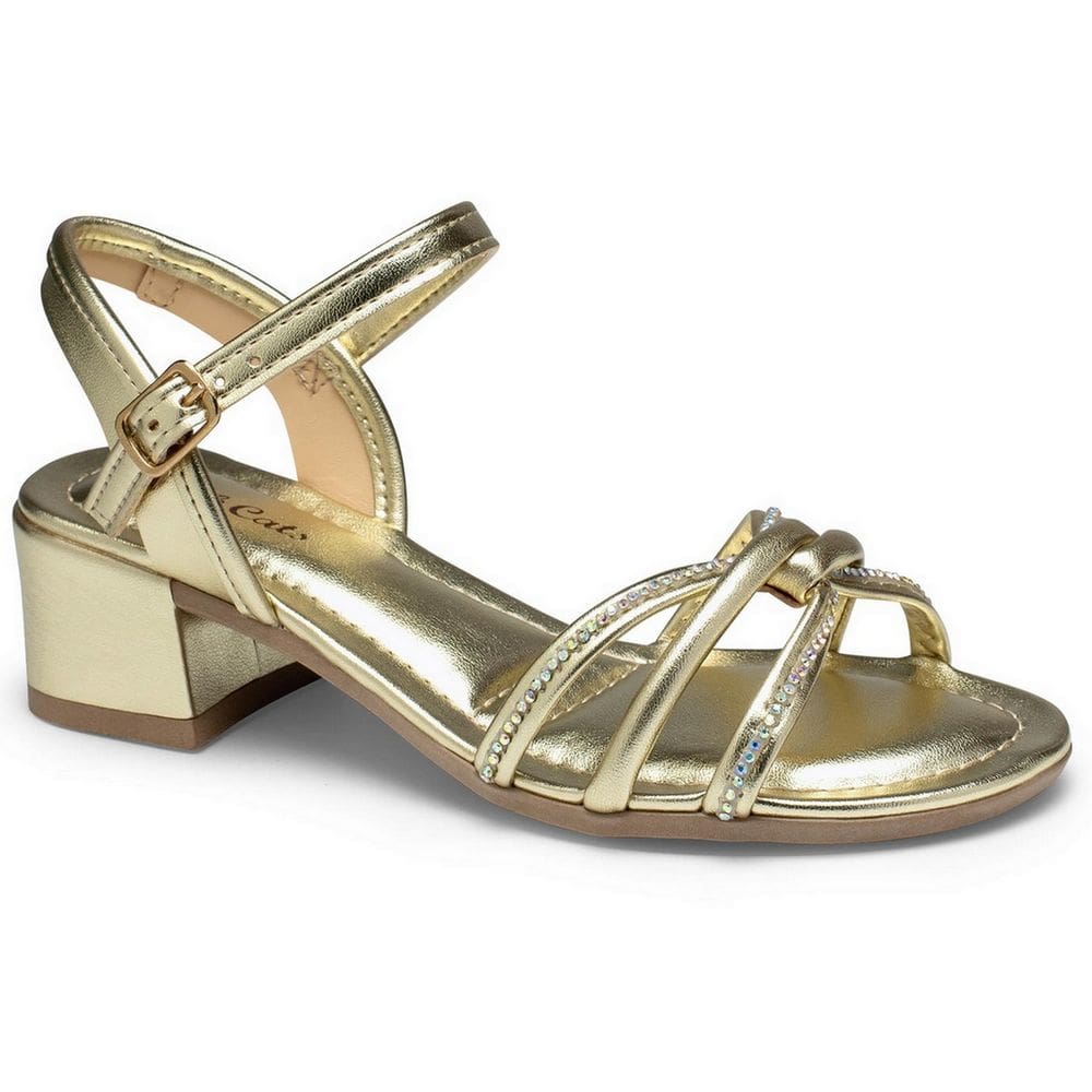 Sandalia Salto Baixo Meninas Pink Cats Brilho Metalizado V4493