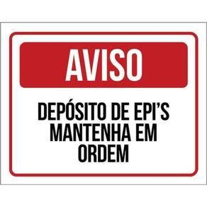 Kit 5 Placa Depósito Epi Mantenha Ordem Vermelho36X46