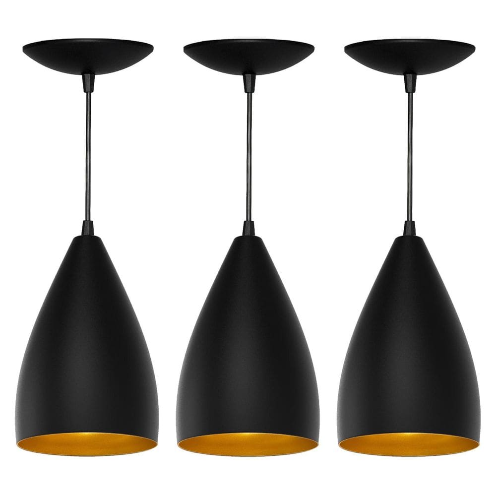 Pendentes Vegas Preto/Dourado Alumínio Inove Ilum.