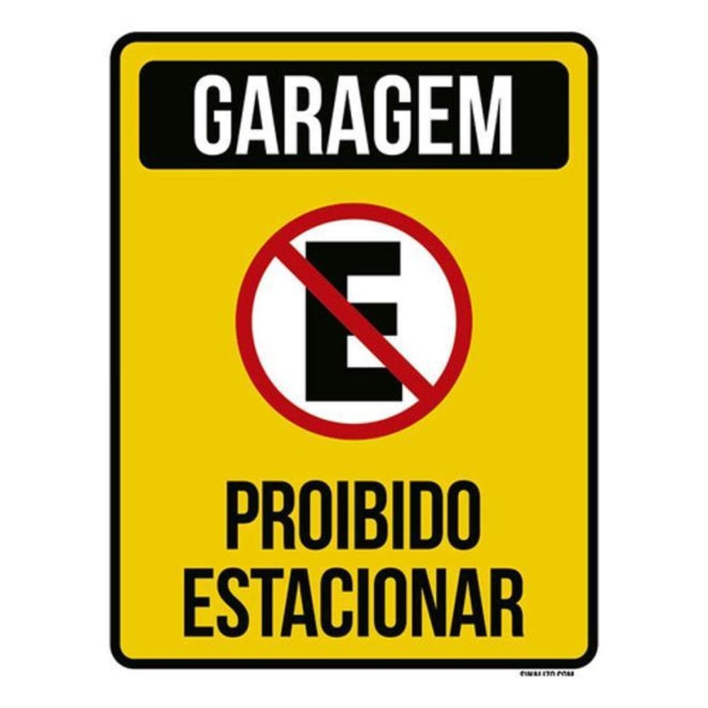 Kit 3 Placas Sinalização Garagem Proibido Estacionar Amarela