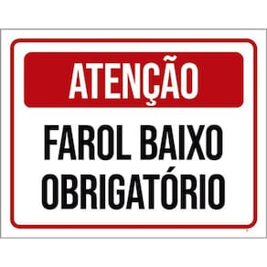 Kit 3 Placas De Sinalização Atenção Farol Baixo Obrigatório