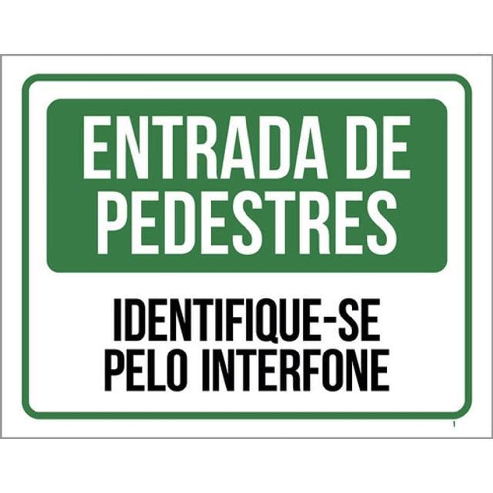 Kit 5 Placa Entrada Pedestres Identifique-Se Interfone36X46