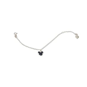 Pulseira Prata Infantil Pingente Mickey e Coração Liso