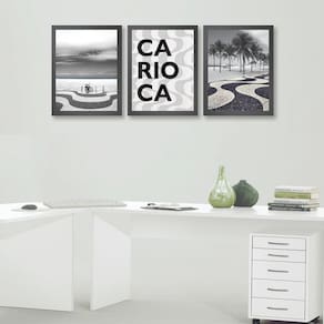 Quadros Rio de Janeiro Copacabana 24x18cm - Madeira Branca