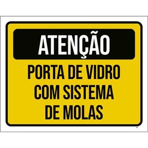 Kit 5 Placas Atenção Porta Vidro Sistema Molas 36X46