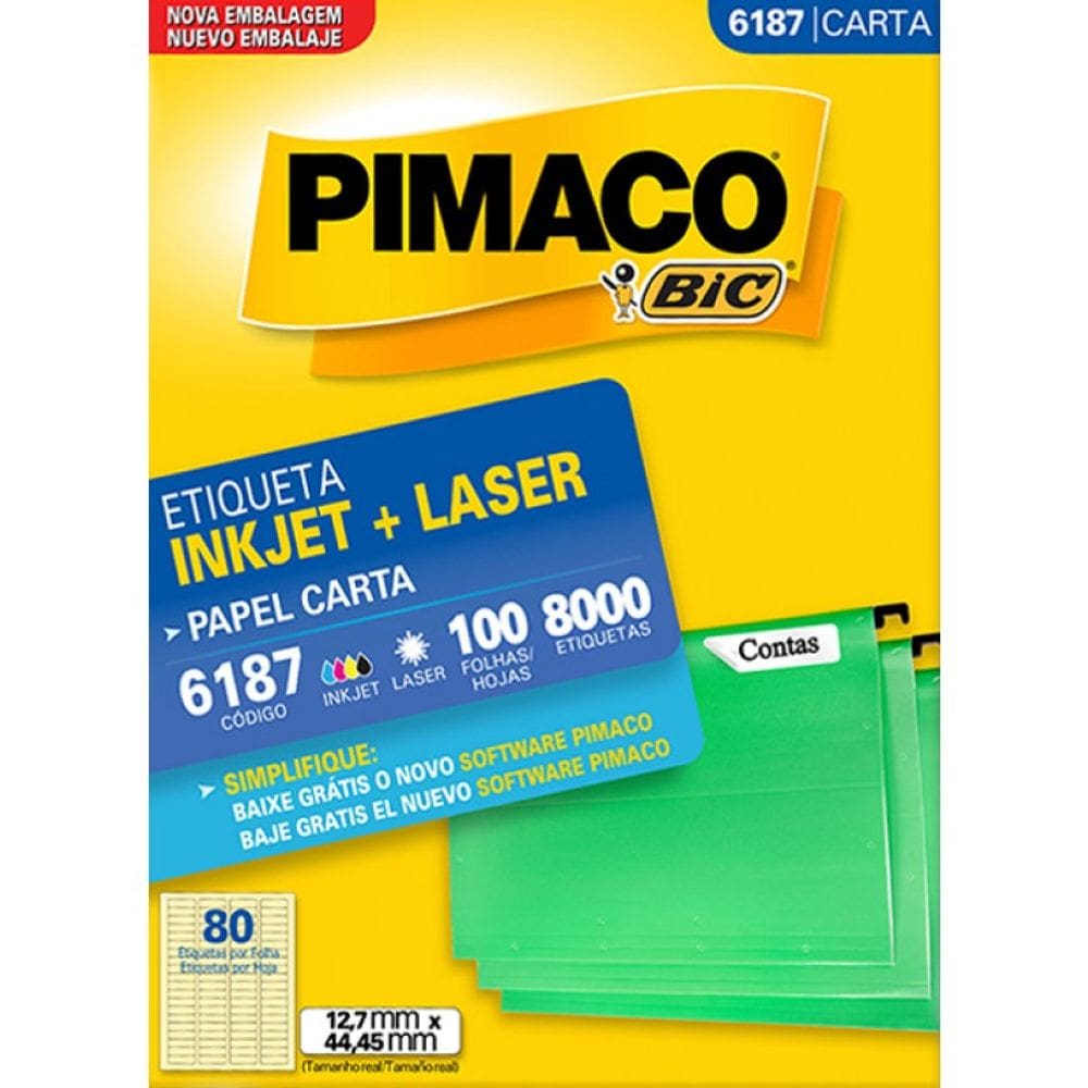 Etiqueta Carta 6187 12,7x44,45mm ink-jet/laser Pimaco 100Fls