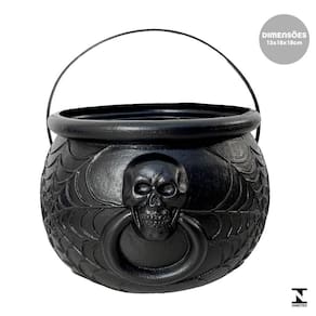 Balde Caldeirão De Bruxa Preto Plástico Halloween 18Cm